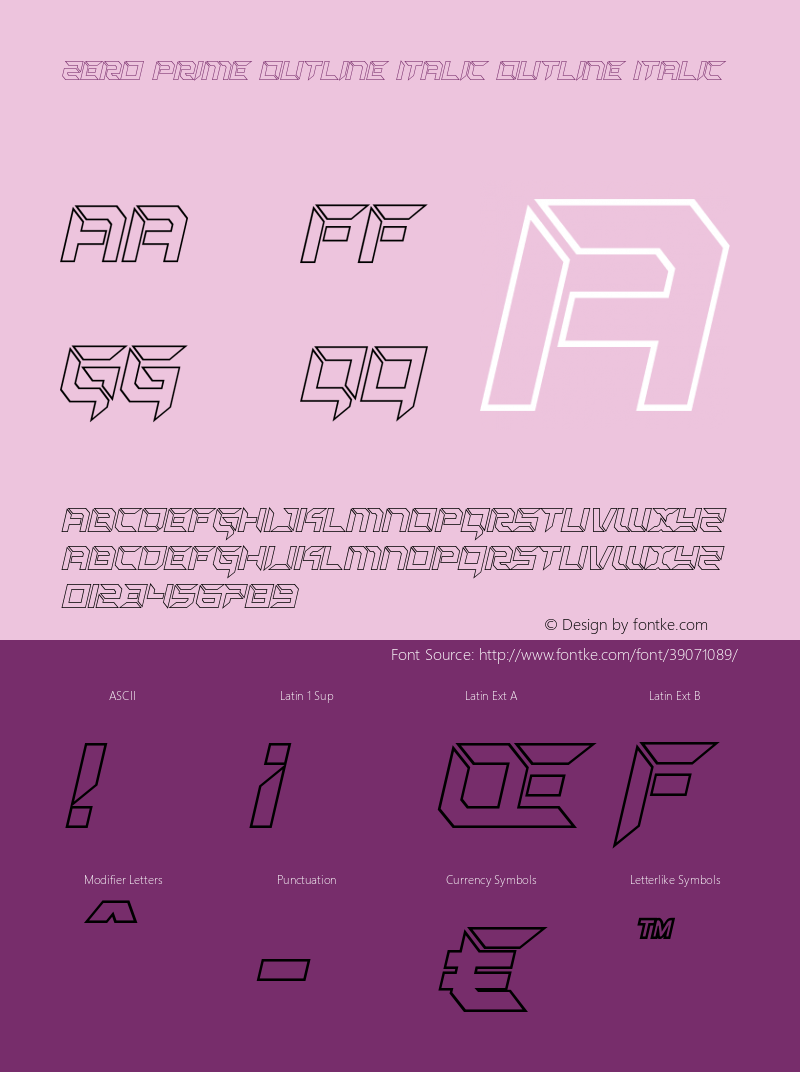 Zero Prime Outline Italic Version 1.0; 2019图片样张