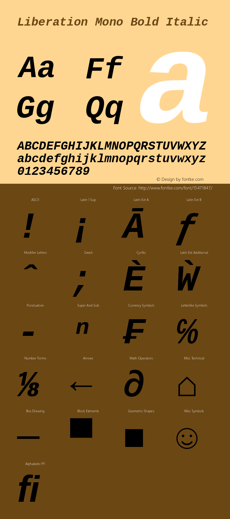 Liberation Mono Bold Italic Version 1.07.2图片样张