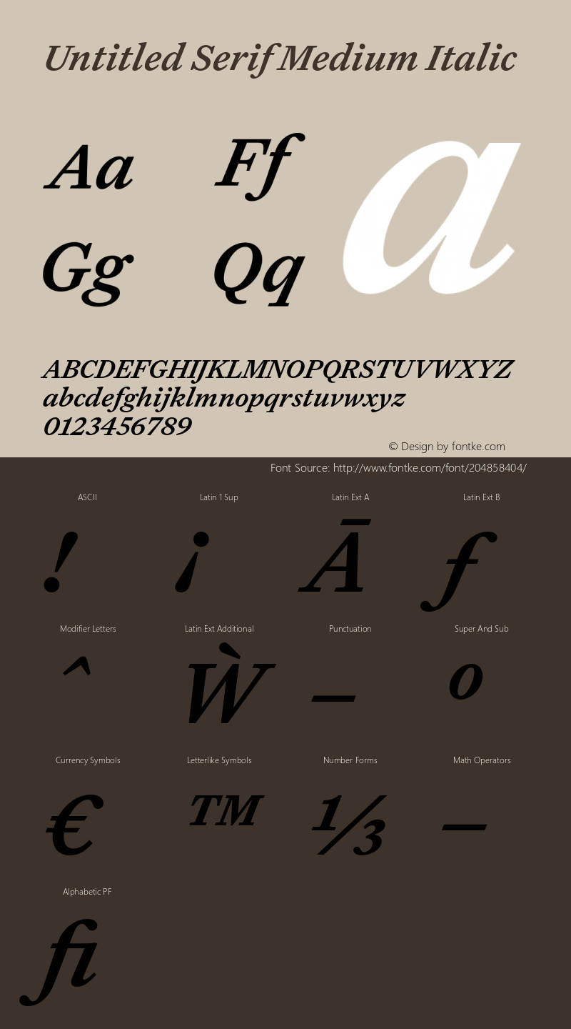 Untitled Serif Medium Italic Version 1.000图片样张