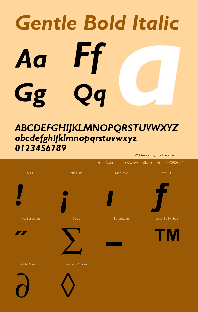 Gentle Bold Italic Altsys Fontographer 3.5  11/17/92图片样张