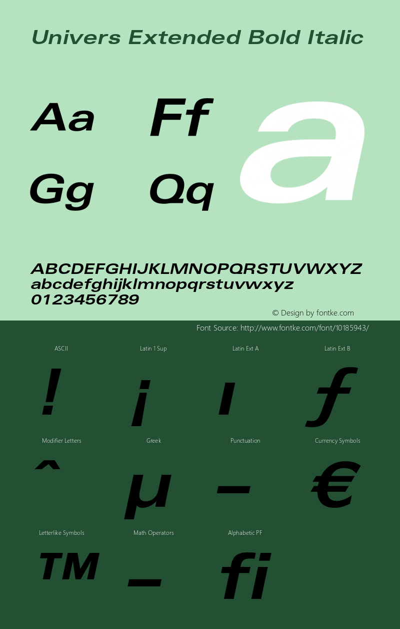 Univers Extended Bold Italic OTF 1.0;PS 001.001;Core 1.0.22图片样张