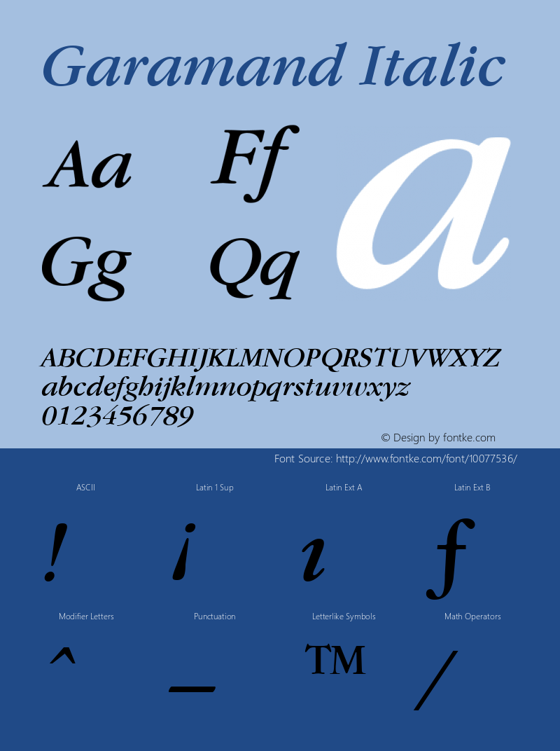 Garamand Italic Rev. 002.002图片样张