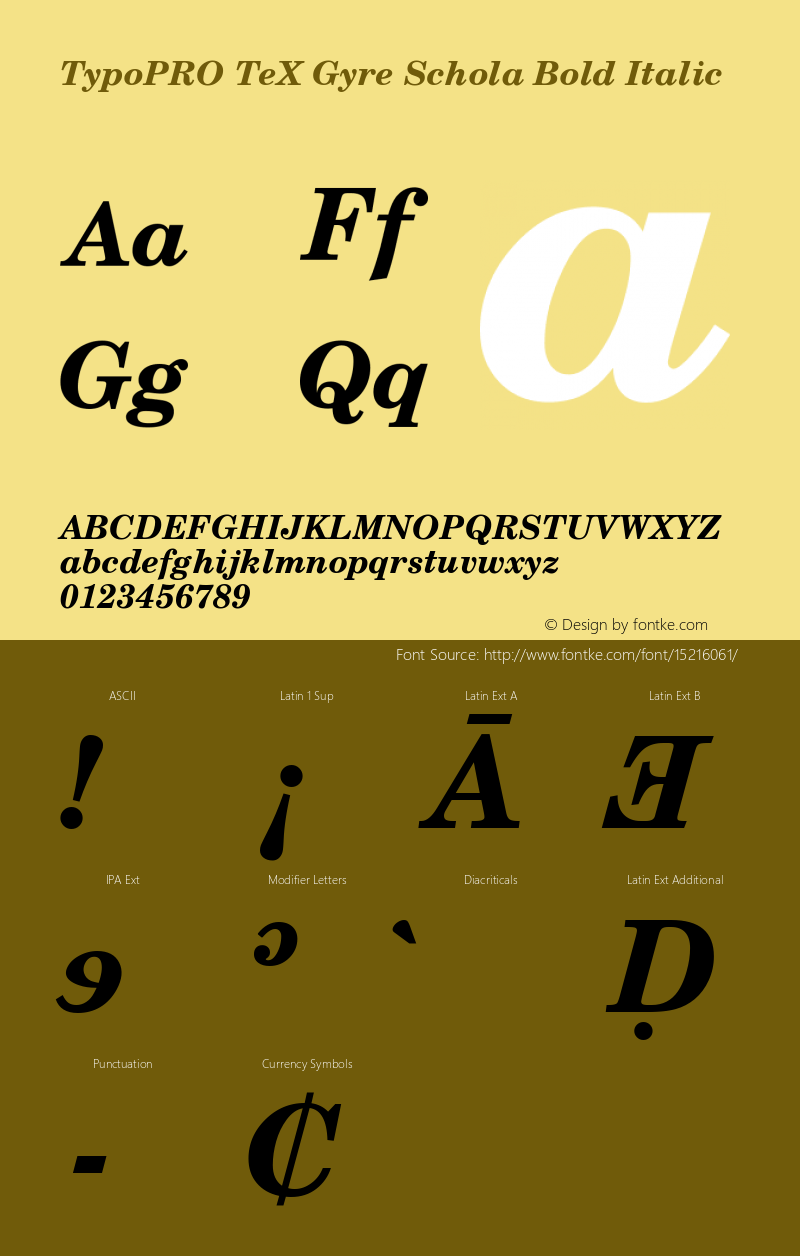 TypoPRO TeX Gyre Schola Bold Italic Version 2.005;PS 2.005;hotconv 1.0.49;makeotf.lib2.0.14853图片样张