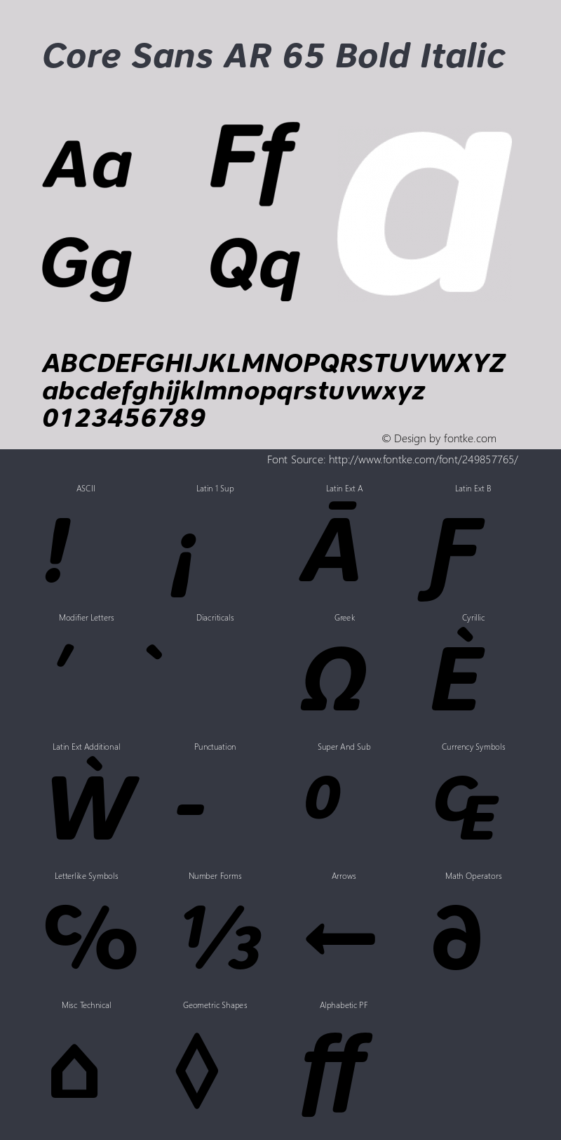 Core Sans AR 65 Bold Italic Version 1.000图片样张