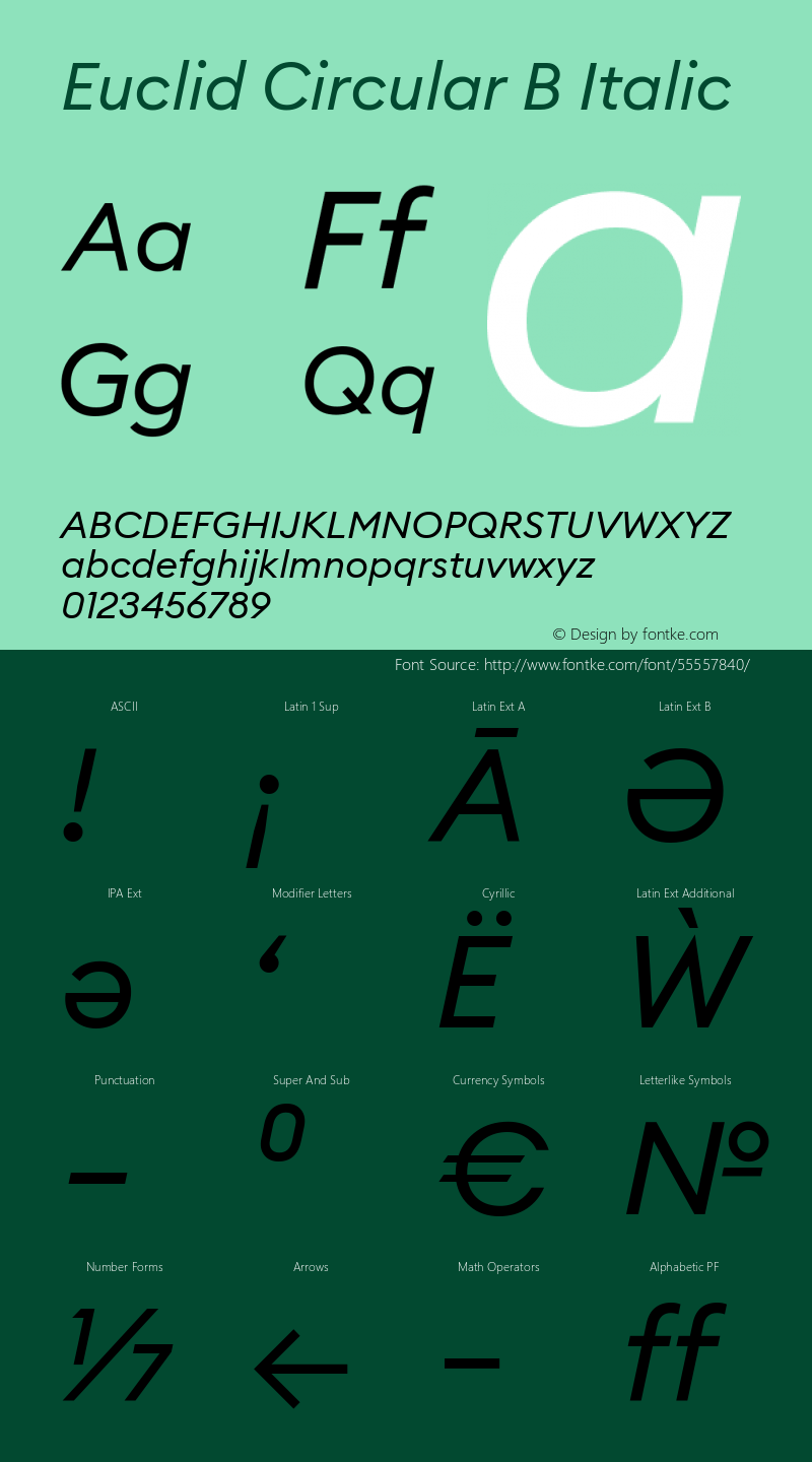 EuclidCircularB-Italic Version 3.001图片样张