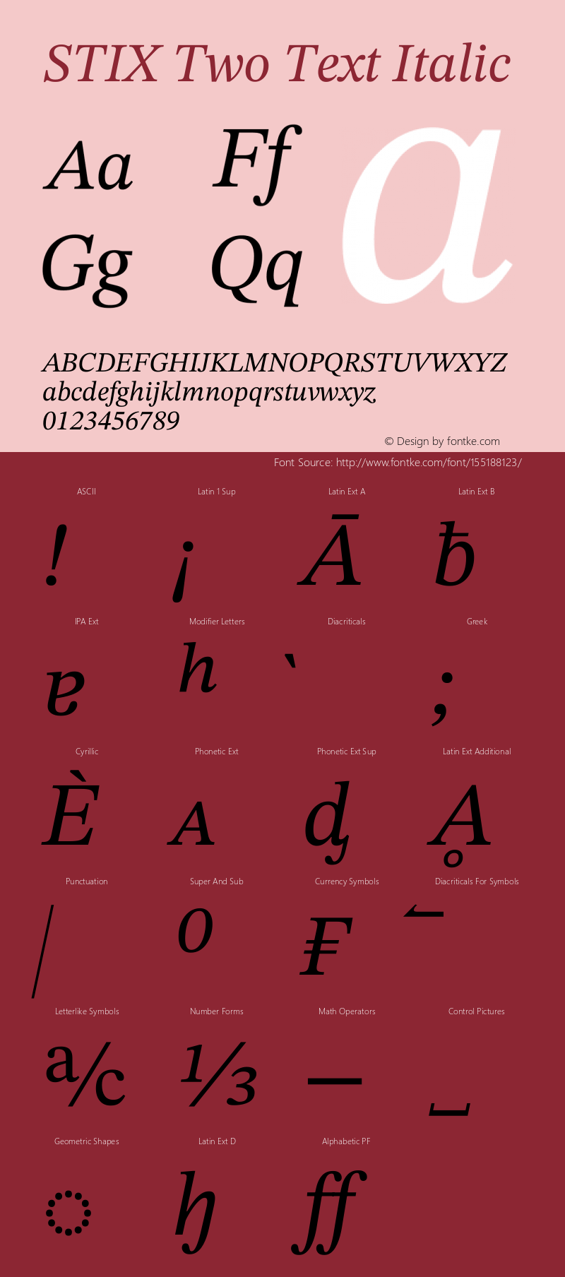 STIX Two Text Italic Version 2.12 b168图片样张