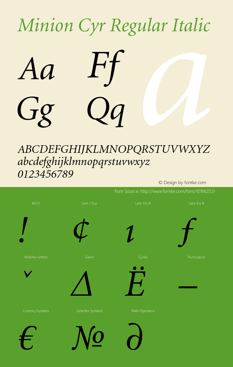 Minion Cyr Regular Italic OTF 1.0;PS 001.000;Core 1.0.22图片样张