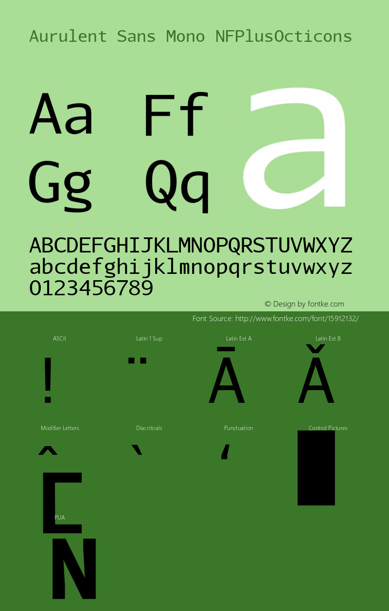 Aurulent Sans Mono NFPlusOcticons Version 2007.05.04图片样张