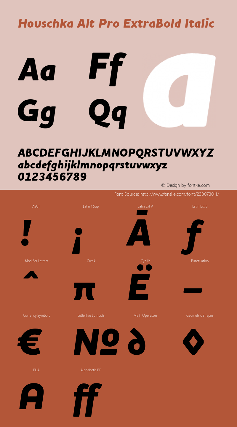 Houschka Alt Pro ExtraBold Italic Version 1.001图片样张