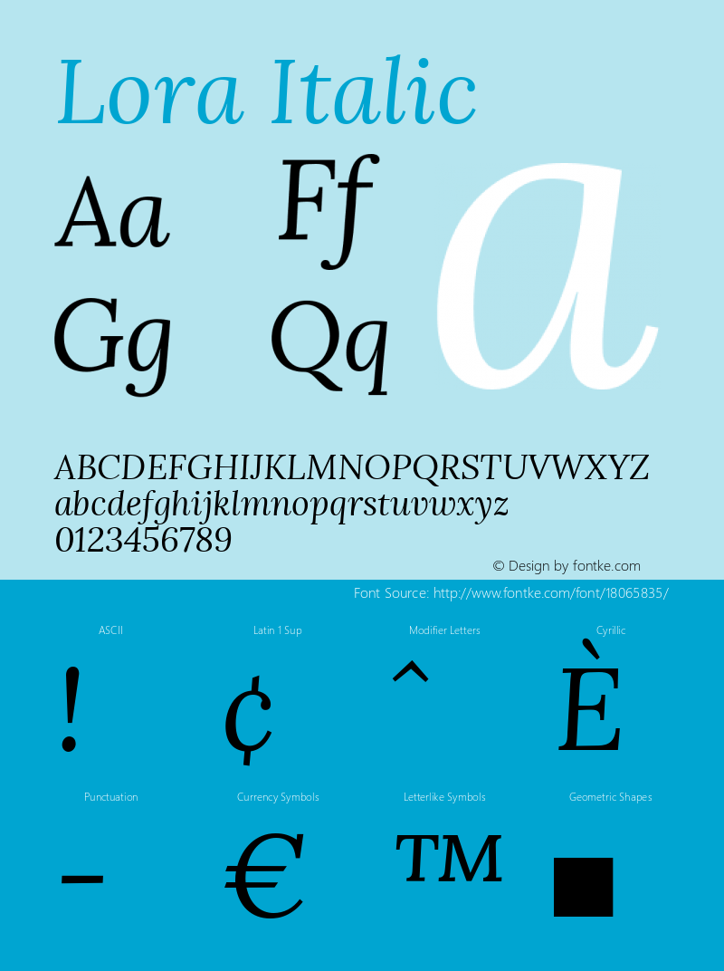 Lora Italic Version 1.014图片样张