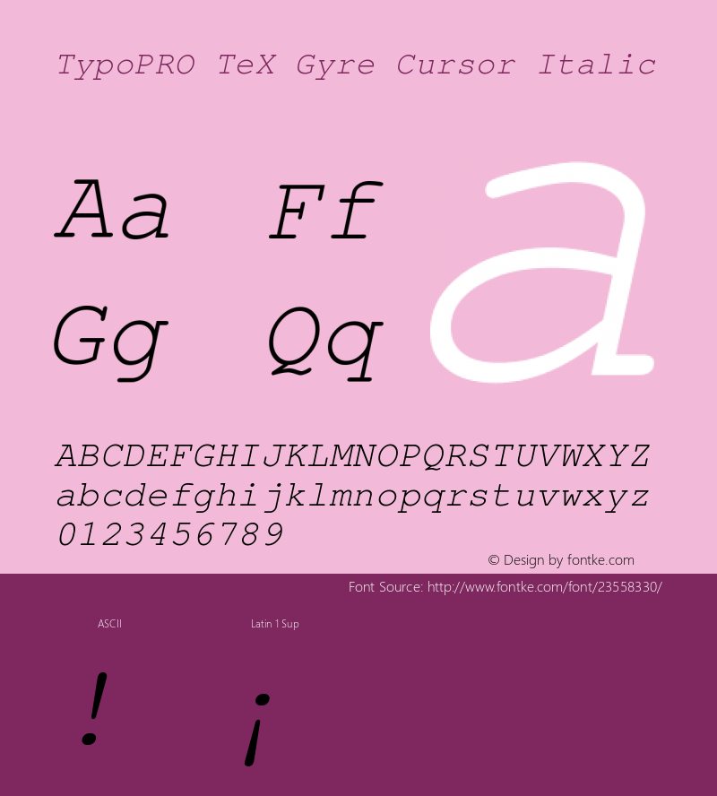 TypoPRO TeXGyreCursor-Italic Version 2.004;PS 2.004;hotconv 1.0.49;makeotf.lib2.0.14853图片样张