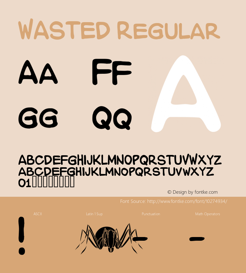 WASTED Regular Macromedia Fontographer 4.1.2 11/23/99图片样张