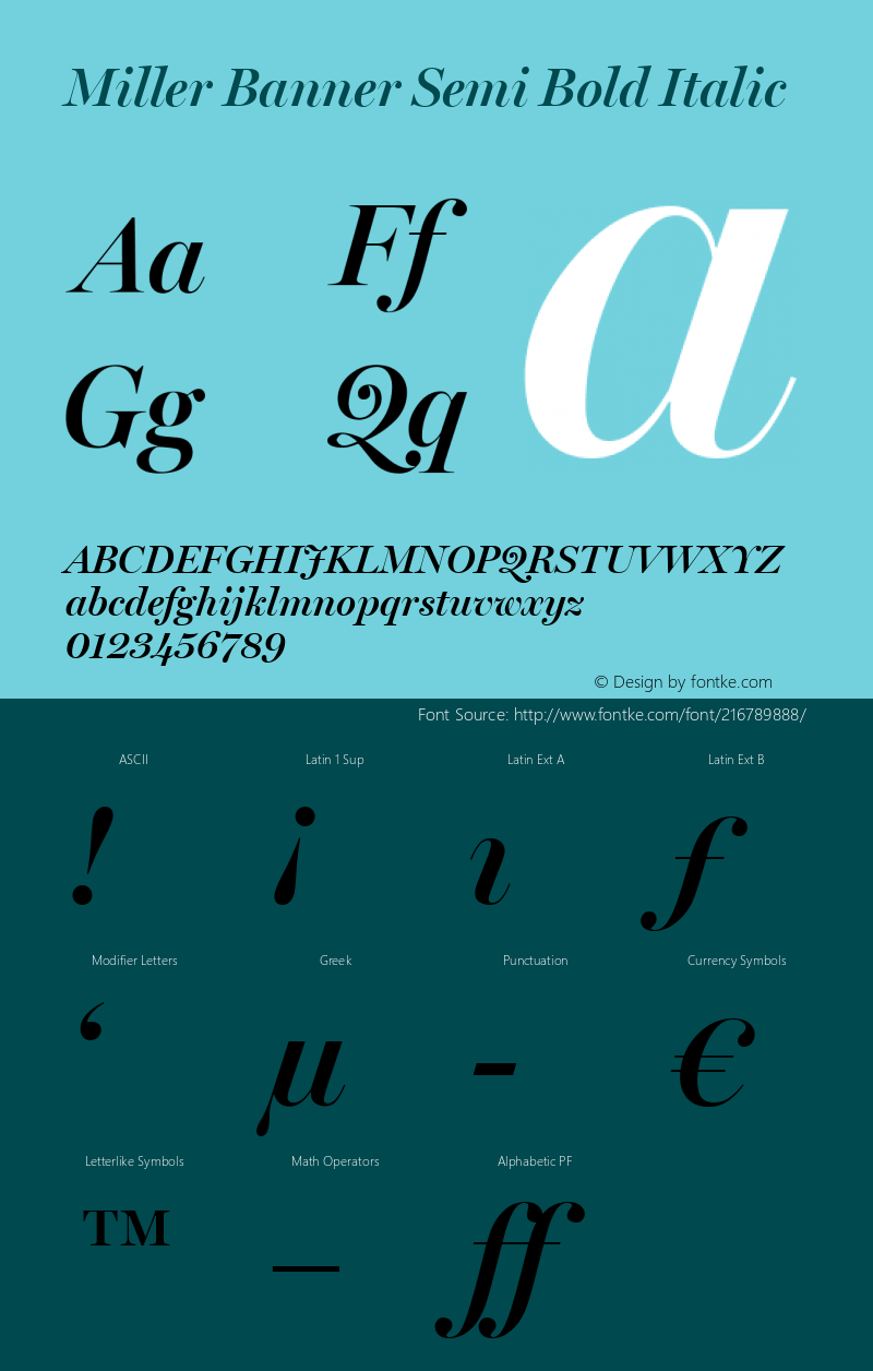 Miller Banner Semi Bold Italic Version 1.0图片样张