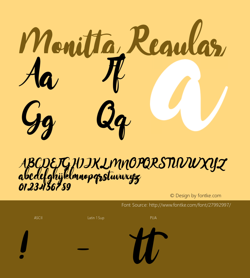 Monitta Version 1.00;December 19, 2018;FontCreator 11.5.0.2427 32-bit图片样张