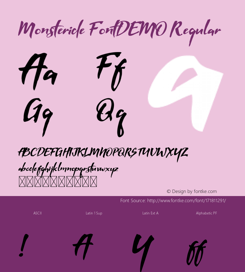 Monsteride FontDEMO Version 1.019;Fontself Maker 3.5.3图片样张