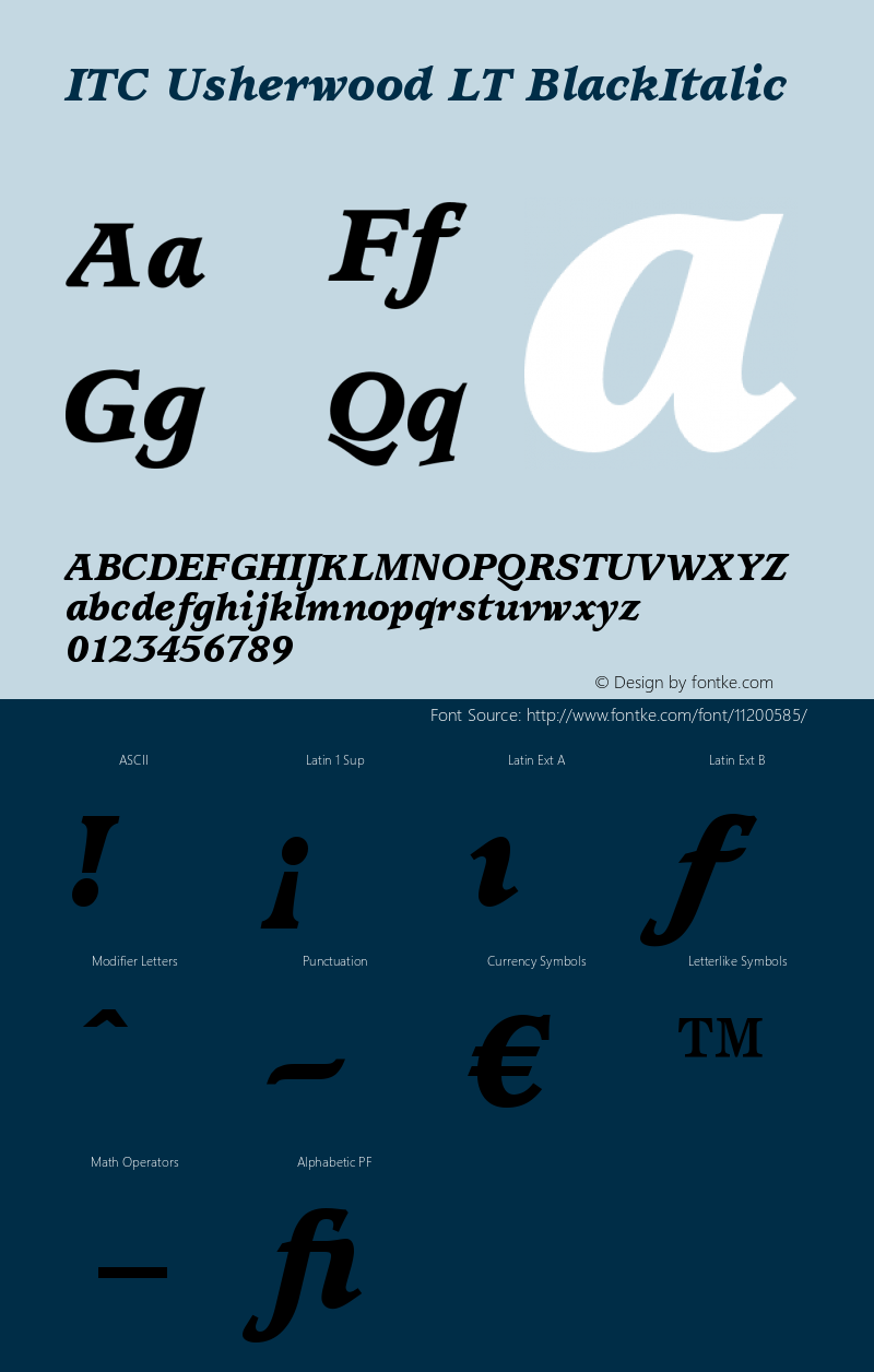 ITC Usherwood LT BlackItalic Version 006.000图片样张