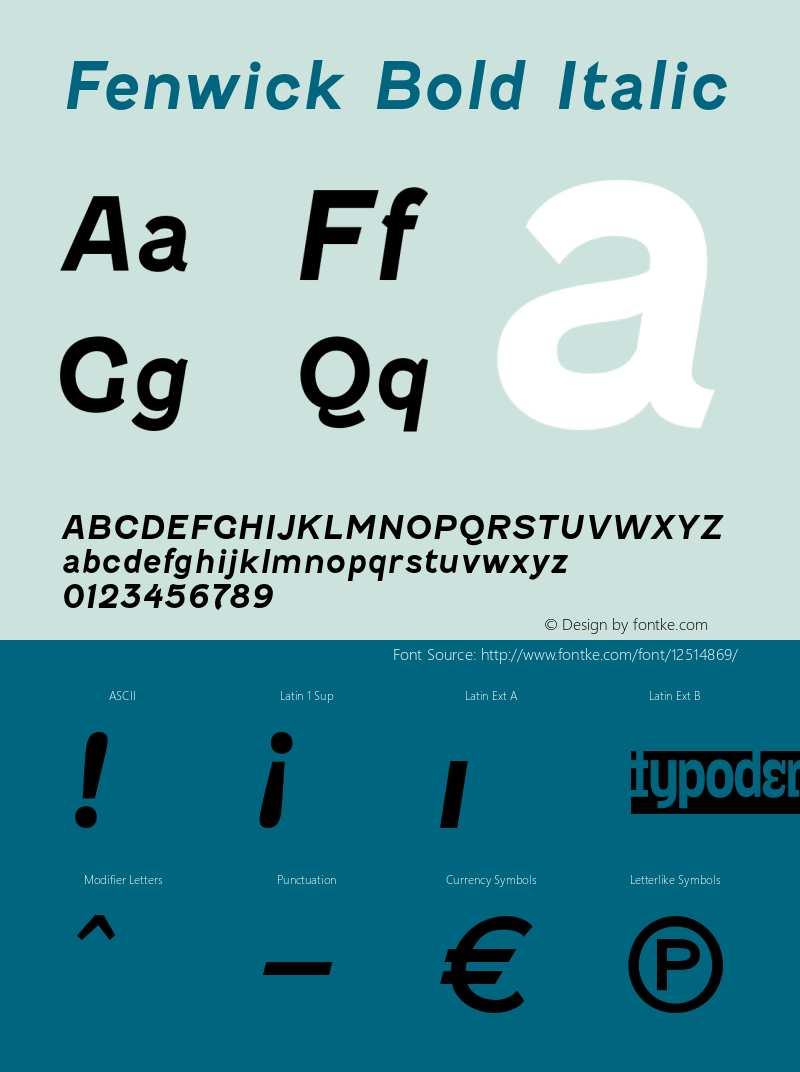 Fenwick Bold Italic Version 3.000图片样张