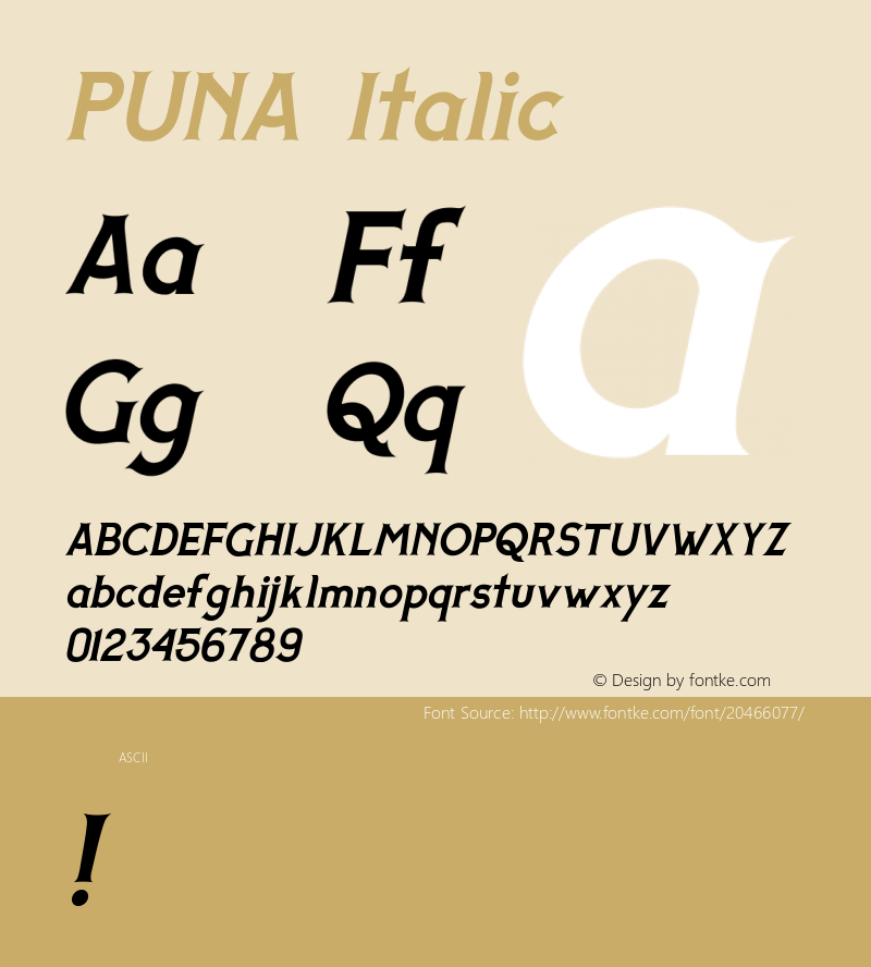 PUNA Italic Version 001.000图片样张