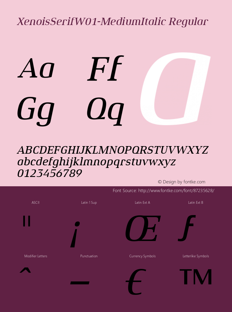Xenois Serif W01 Medium Italic Version 1.00图片样张