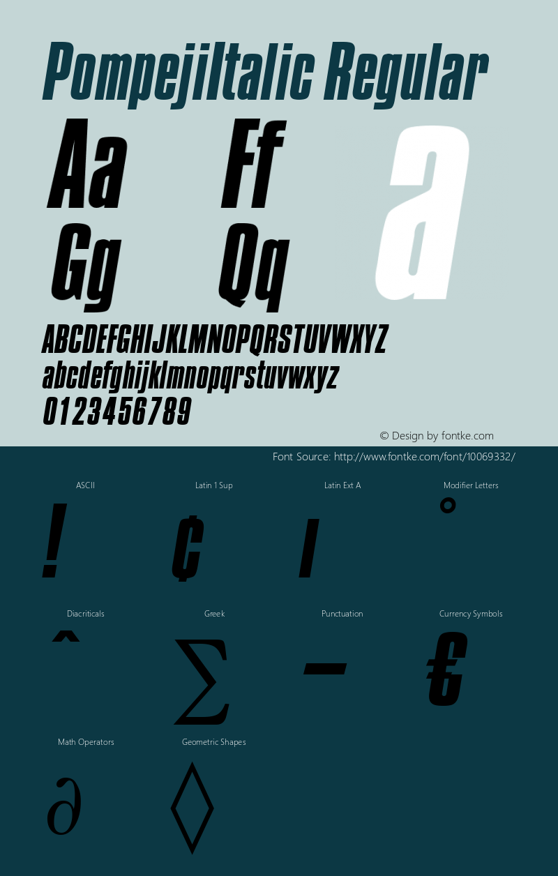 PompejiItalic Regular Brendel            :10.12.1994图片样张