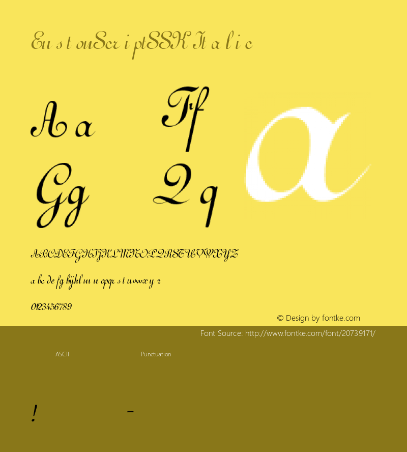 EustonScriptSSK Italic Macromedia Fontographer 4.1 8/11/95图片样张