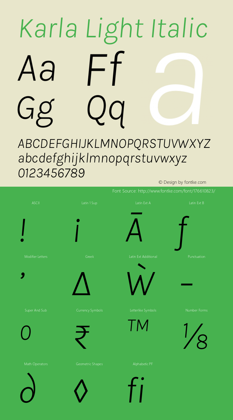 Karla Light Italic Version 2.002图片样张