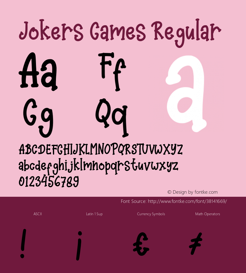 JokersGames-Regular Version 1.000图片样张