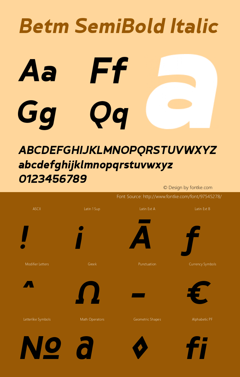 Betm SemiBold Italic 1.000图片样张