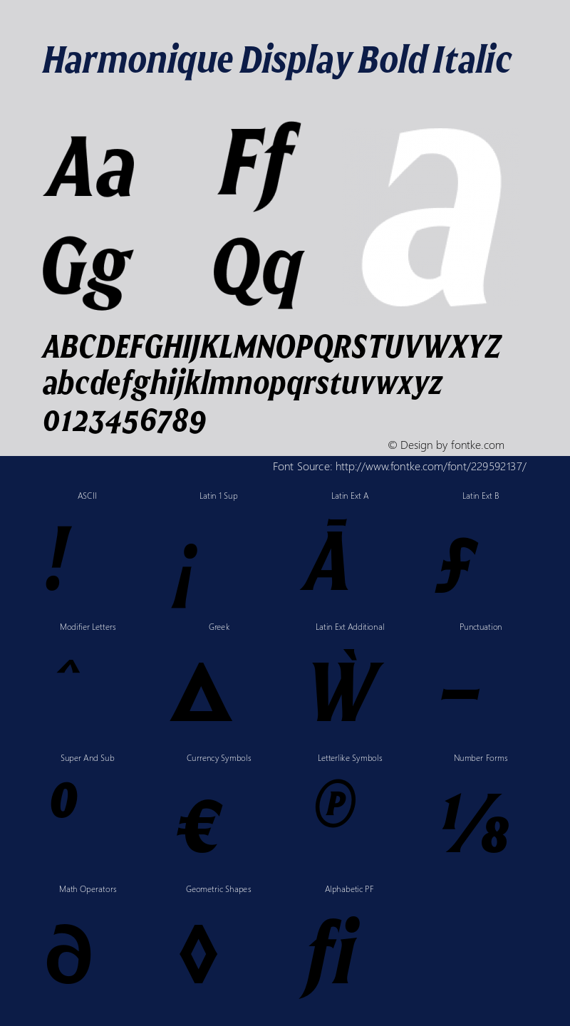 Harmonique Display Bold Italic Version 1.000;FEAKit 1.0图片样张