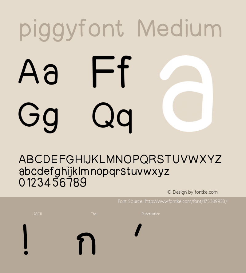 piggyfont Version 001.000图片样张