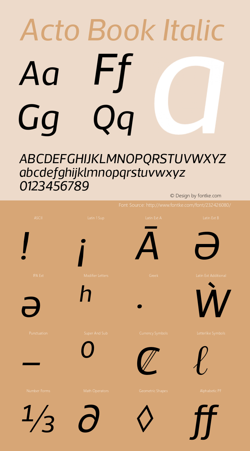 Acto-BookItalic Version 1.000图片样张