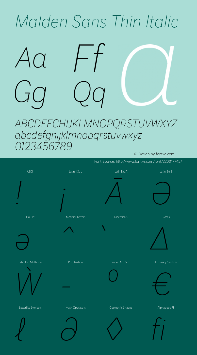 Malden Sans Thin Italic Version 1.00, build 13, s3图片样张