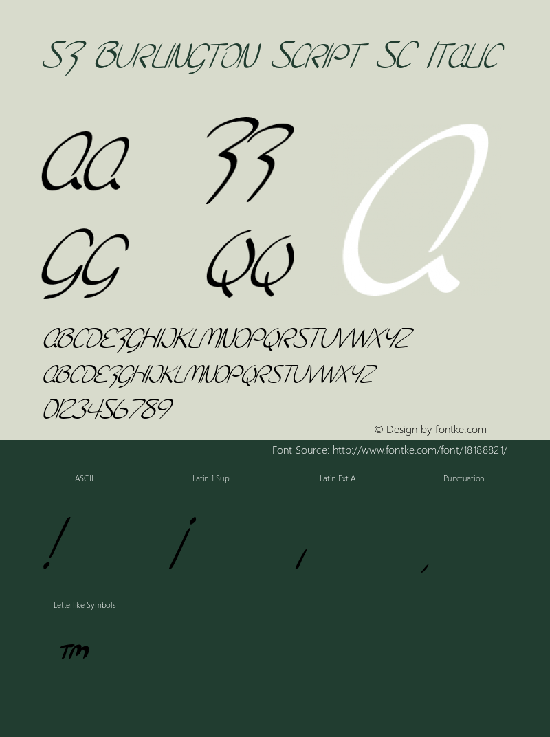 SF Burlington Script SC Italic ver 1.0; 2000. Freeware for non-commercial use.图片样张