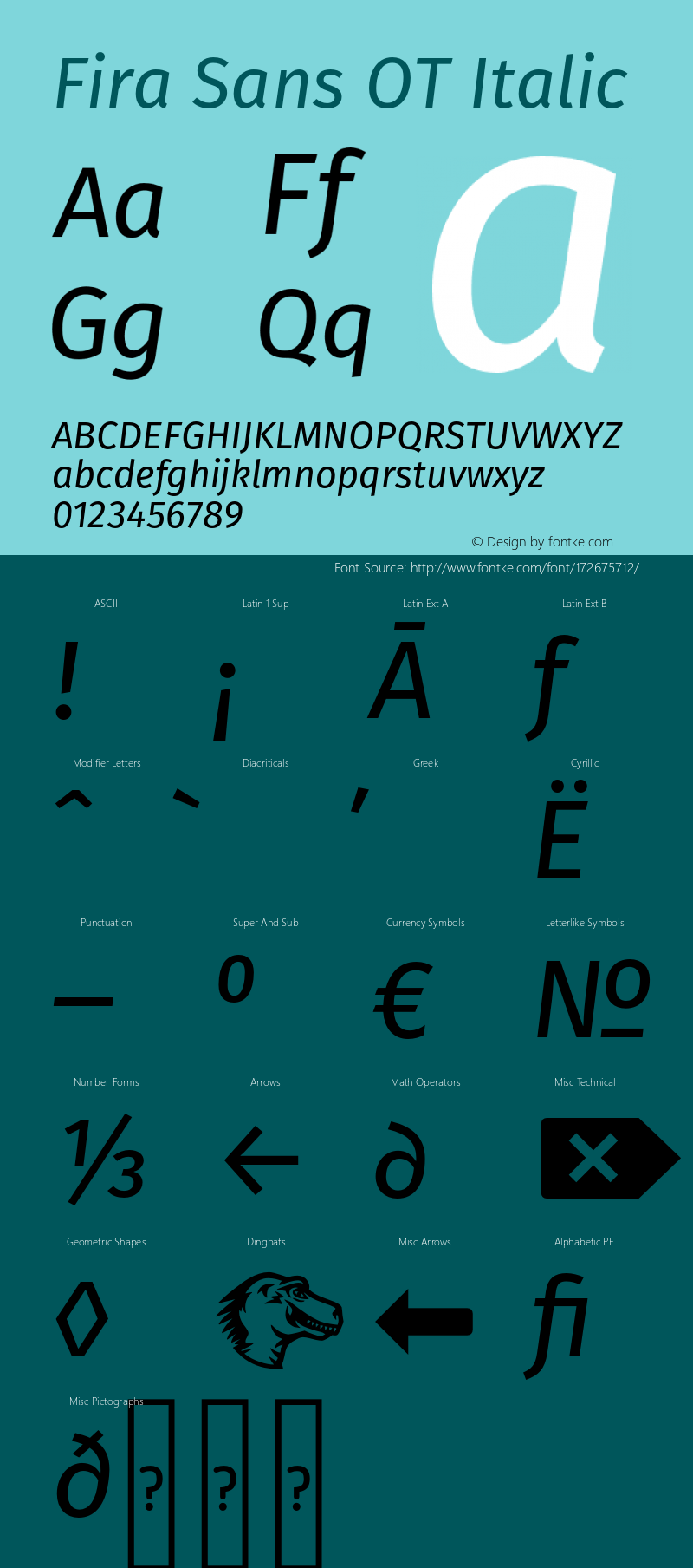 Fira Sans OT Italic Version 2.001图片样张