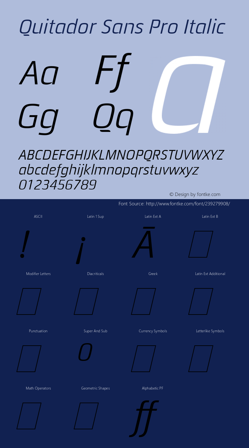 Quitador Sans Pro Italic Version 1.00图片样张