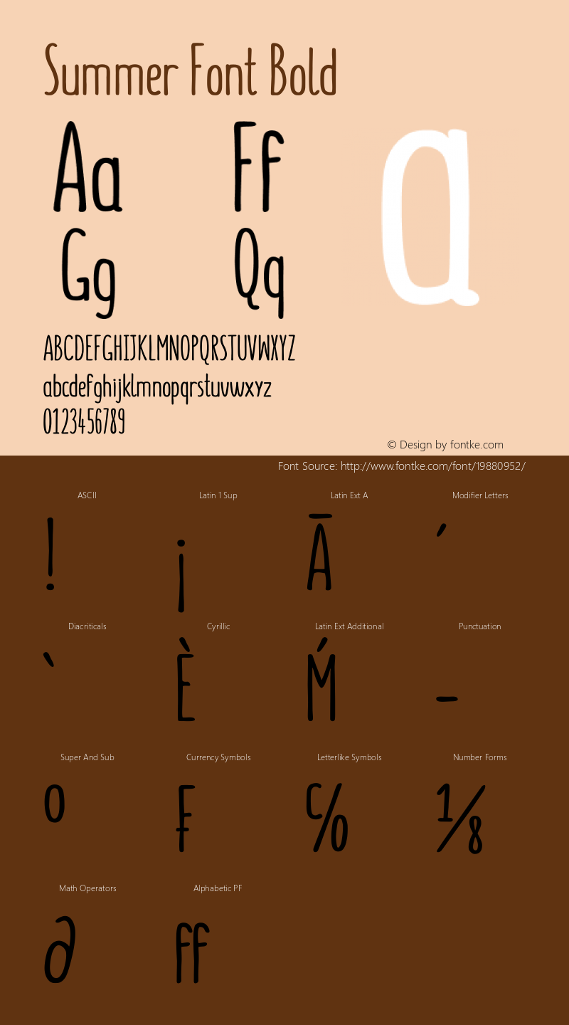 Summer Font Bold Version 1.10 May 28, 2015图片样张