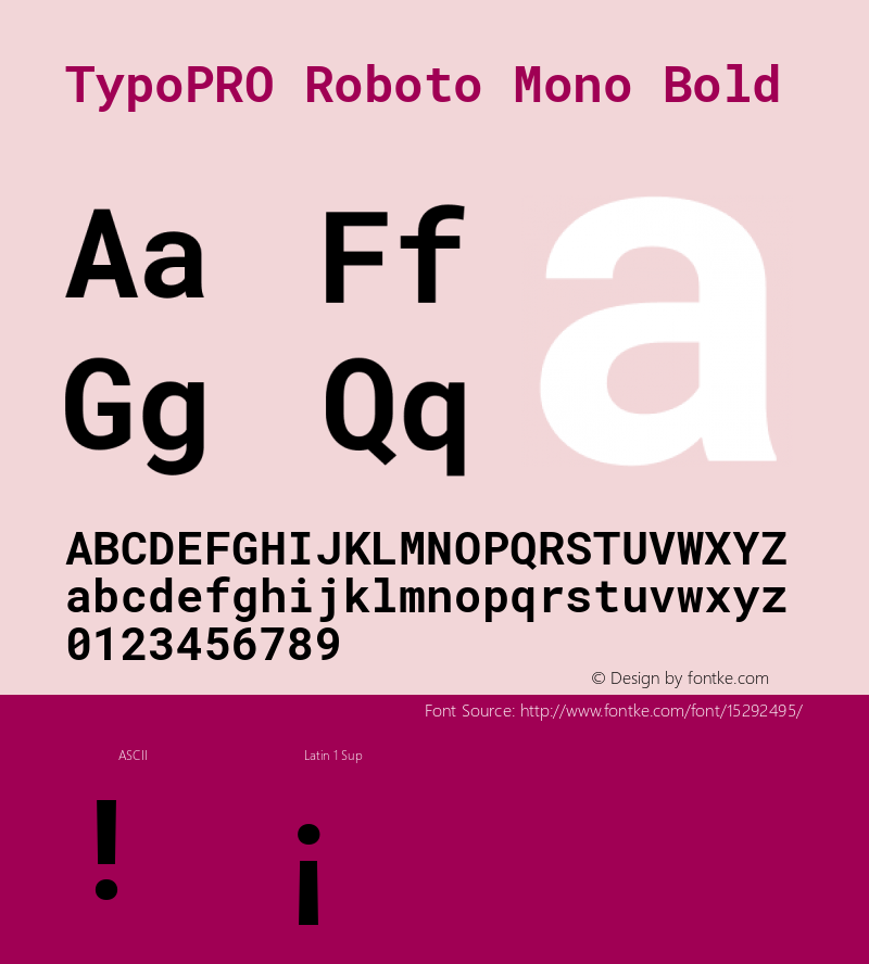 TypoPRO Roboto Mono Bold Version 2.000985; 2015; ttfautohint (v1.3)图片样张
