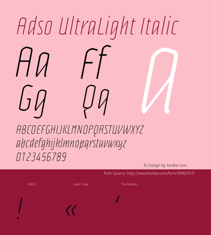 Adso-UltraLightItalic Version 2.001图片样张