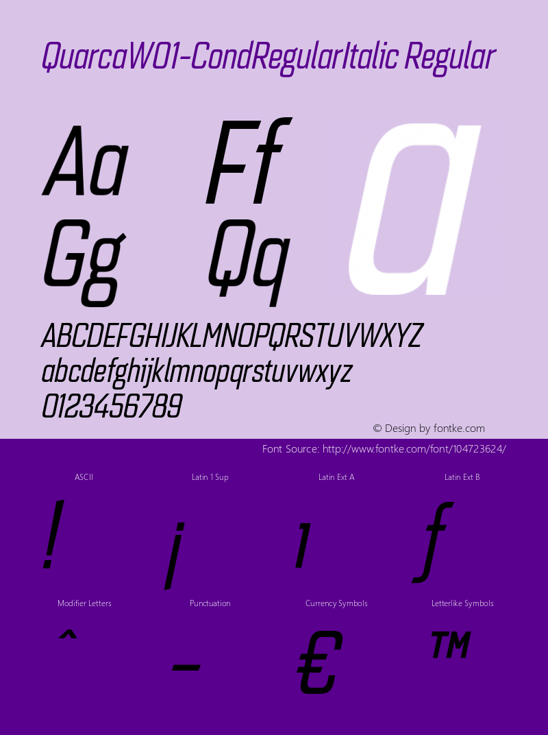 Quarca W01 Cond Regular Italic Version 1.00图片样张