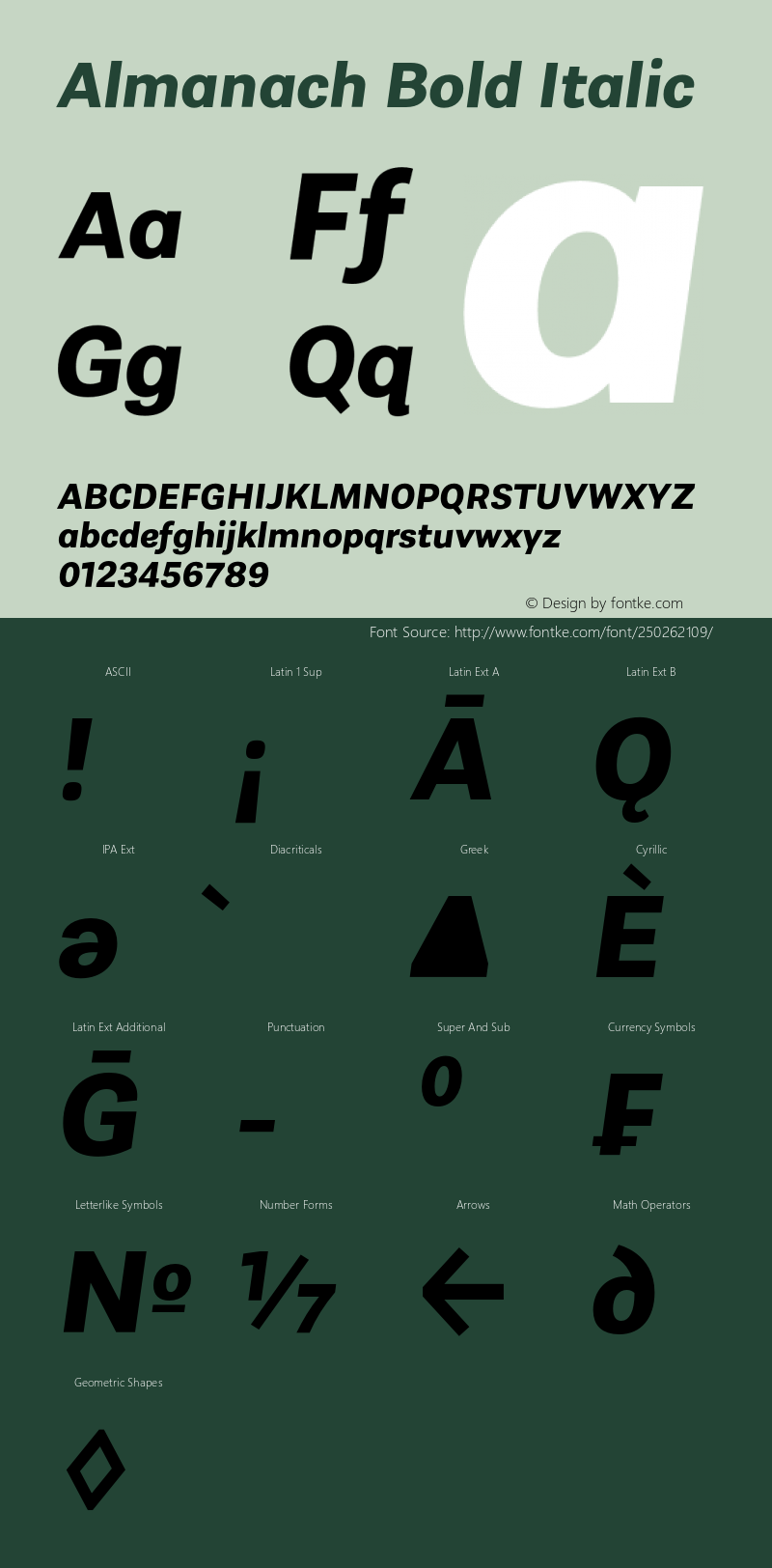 Almanach Bold Italic Version 1.001;hotconv 1.0.109;makeotfexe 2.5.65596图片样张