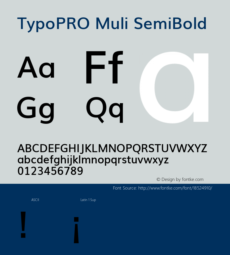 TypoPRO Muli SemiBold Version 2; ttfautohint (v1.00rc1.6-4cba) -l 8 -r 50 -G 200 -x 0 -D latn -f none -w G图片样张