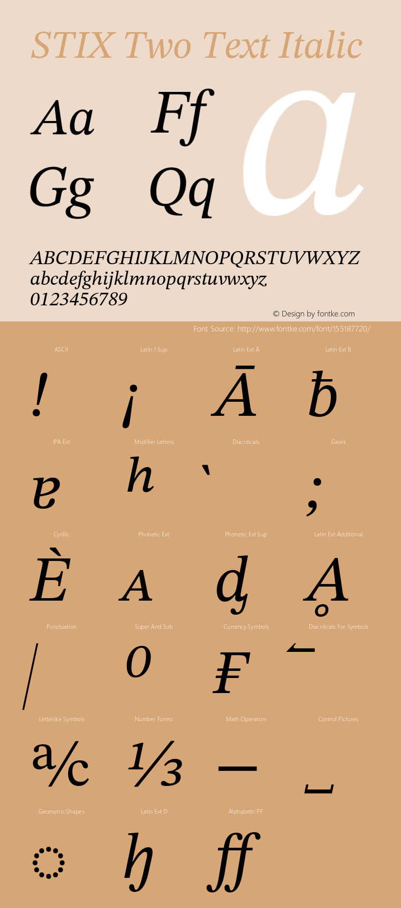 STIX Two Text Italic Version 2.12 b168图片样张