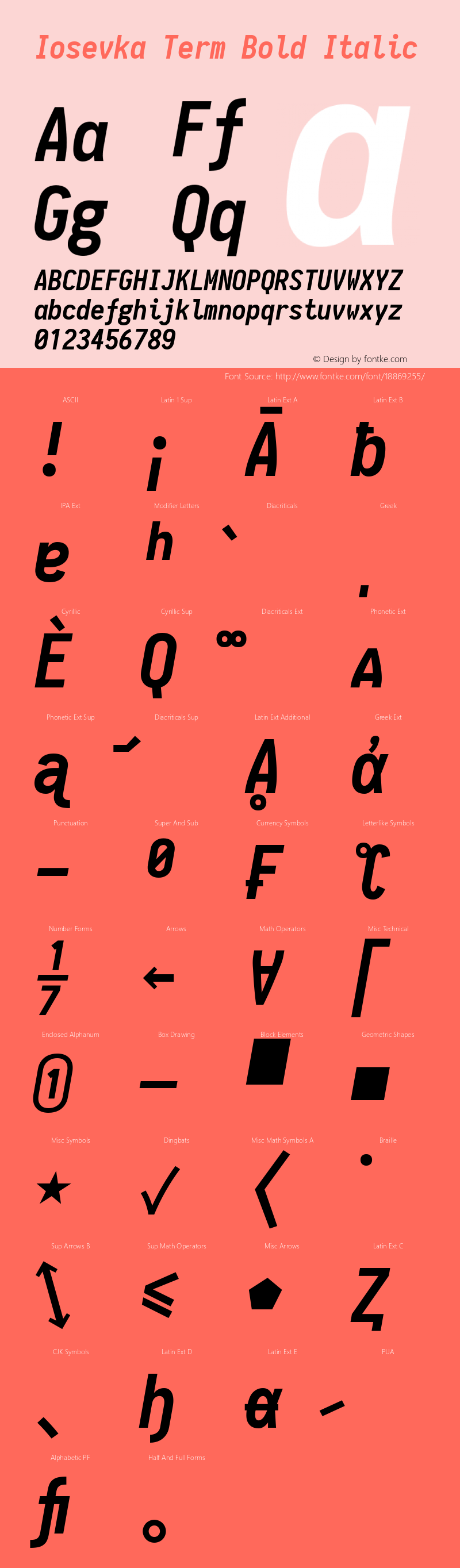 Iosevka Term Bold Italic 1.11.1; ttfautohint (v1.6)图片样张