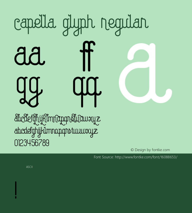 Capella glyph Regular Version 1.000图片样张