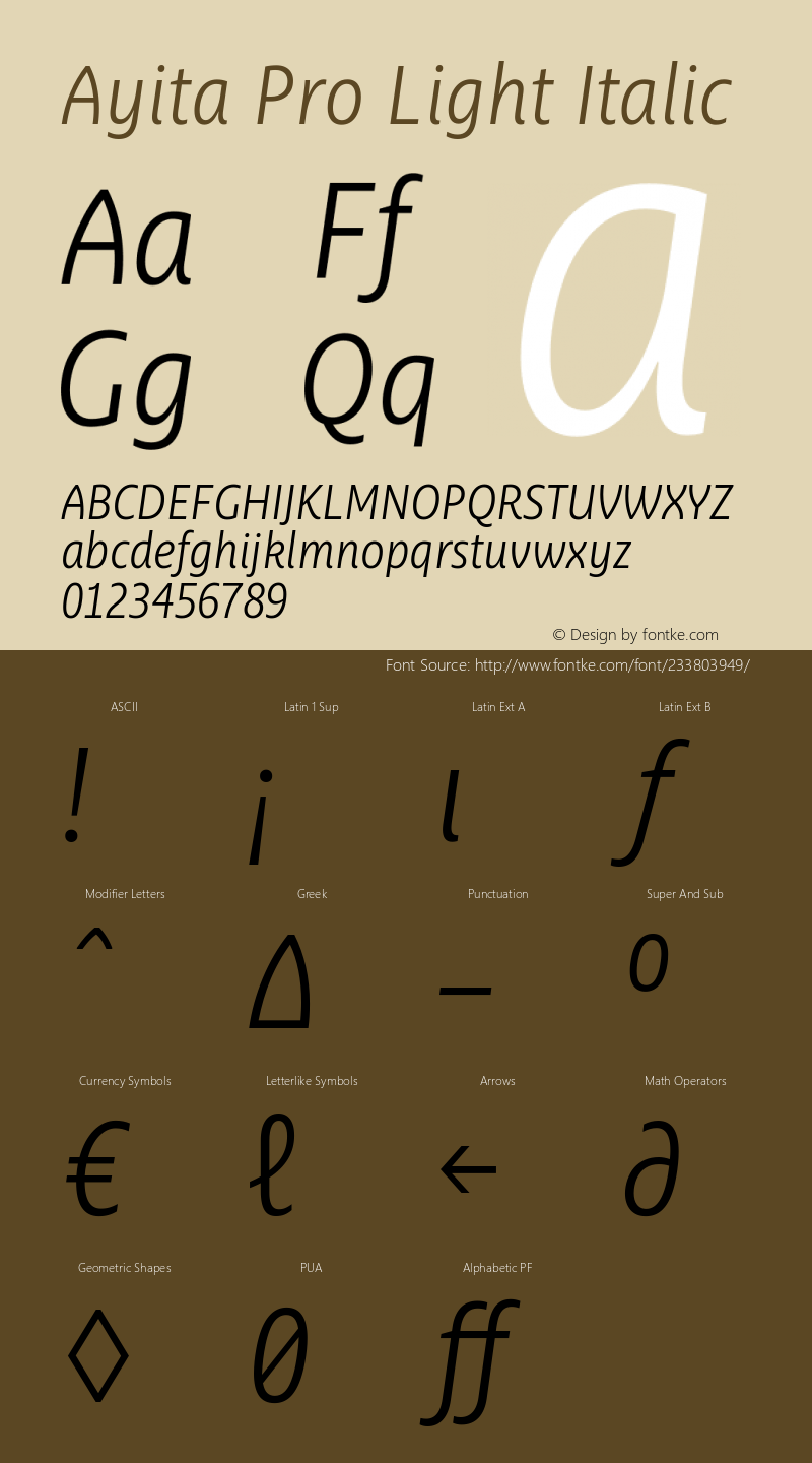 Ayita Pro Light Italic Version 1.20图片样张