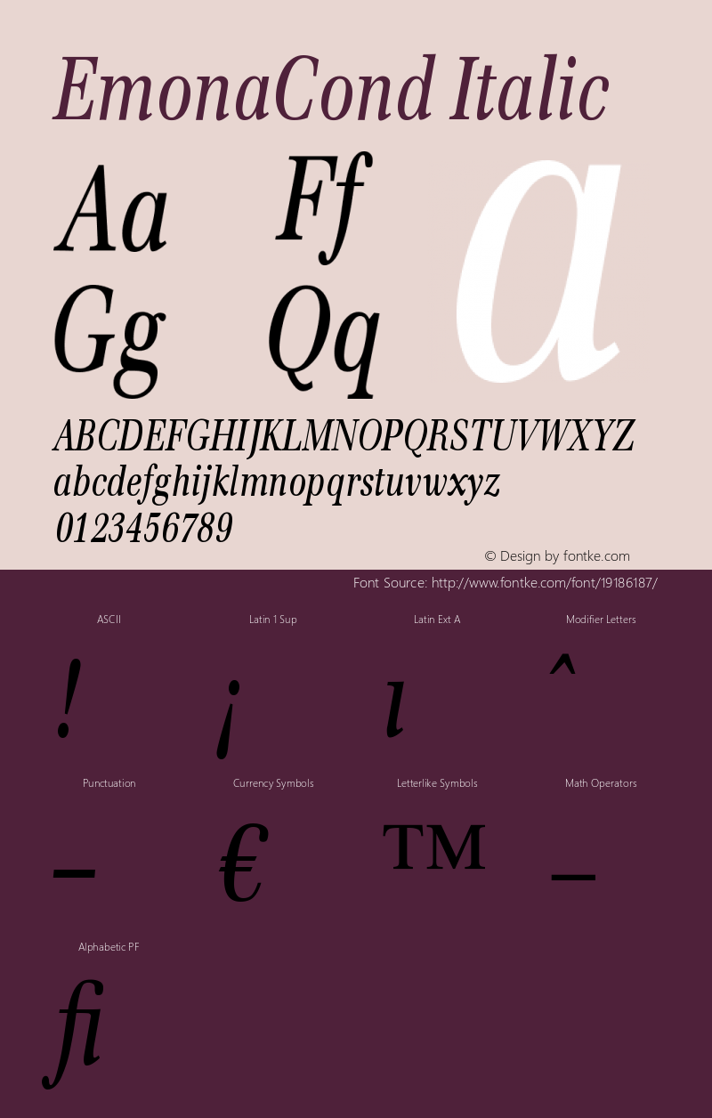 EmonaCond-Italic Version 005.000图片样张