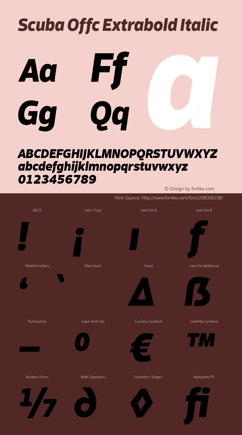 Scuba Offc Extrabold Italic Version 7.504; 2012; Build 1020图片样张