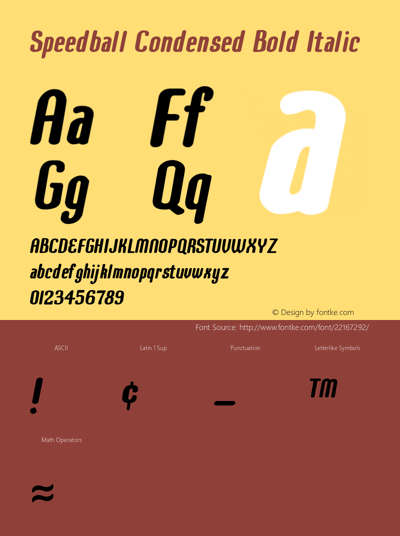 Speedball Condensed Bold Italic Version 1.000;PS 001.000;hotconv 1.0.88;makeotf.lib2.5.64775图片样张