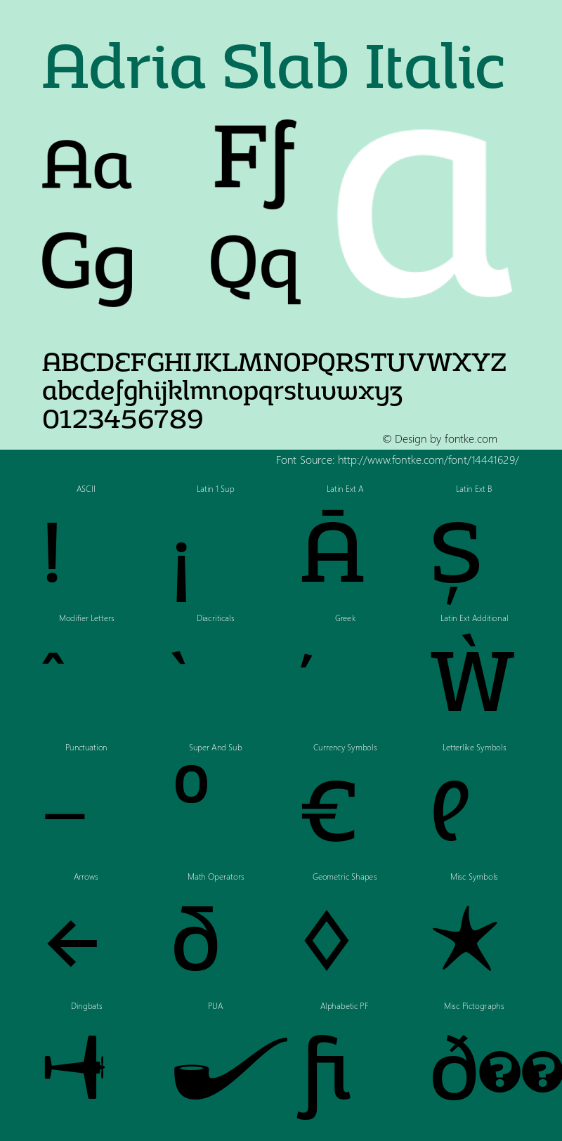 Adria Slab Italic Version 1.003;PS 001.003;hotconv 1.0.70;makeotf.lib2.5.58329图片样张