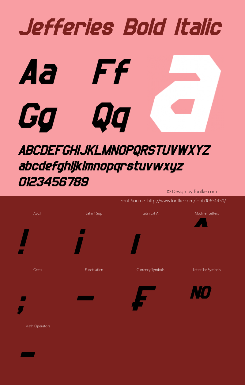 Jefferies Bold Italic Version 1.10 February 16, 2015图片样张
